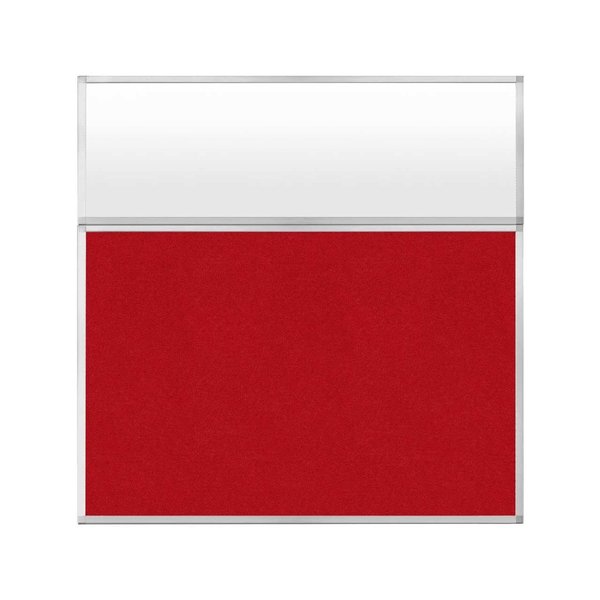 Versare Hush Panel Configurable Cubicle Partition 6' x 6' W/ Window Red Fabric Frosted Window 1852350-3